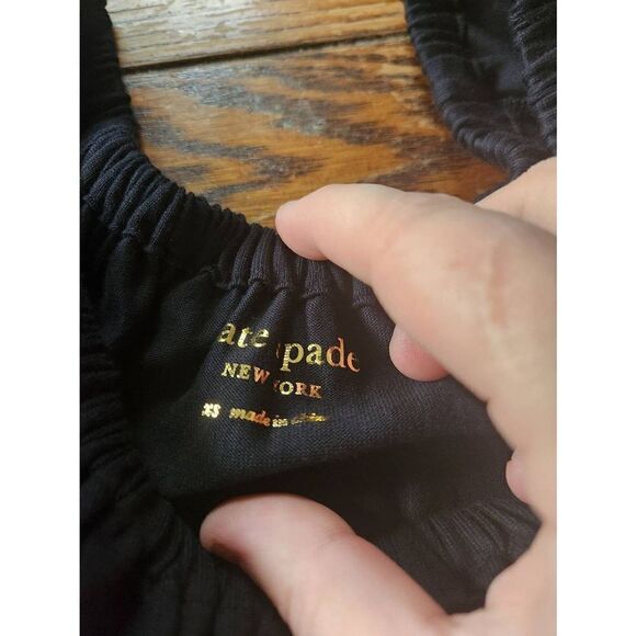 Kate Spade New York off-the-shoulder short-sleeve scallop eyelet border black  d - Picture 4 of 7